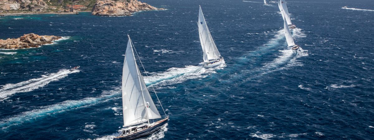 Mehrere Segelyachten während einer Regatta